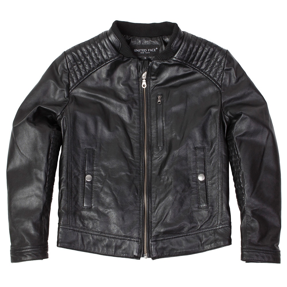 L&b Trading United Face Boys Black Lambskin Leather Biker Jacket Black Size Extra Small