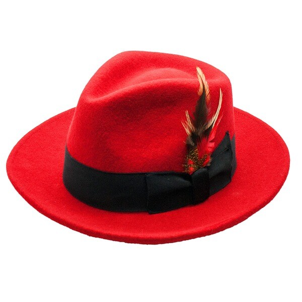 Shop Ferrecci Men's Red/ Black Fedora Hat - Overstock - 8546777