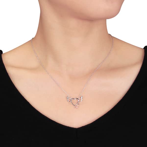 Miadora Sterling Silver Diamond Accent Devil Heart Necklace