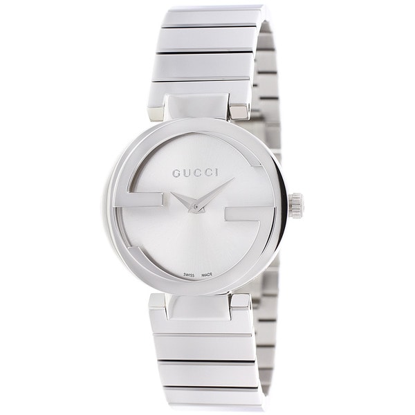 Shop Gucci Women's 'Interlocking' Black Dial Stainless Steel Bracelet