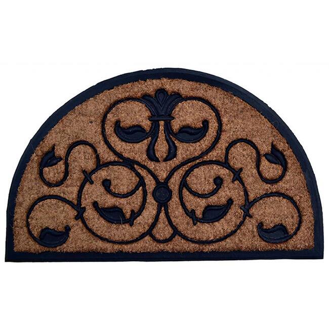 Brigoder Scrollwork Pattern Half Moon Coir/ Rubber Doormat - 18 x 30
