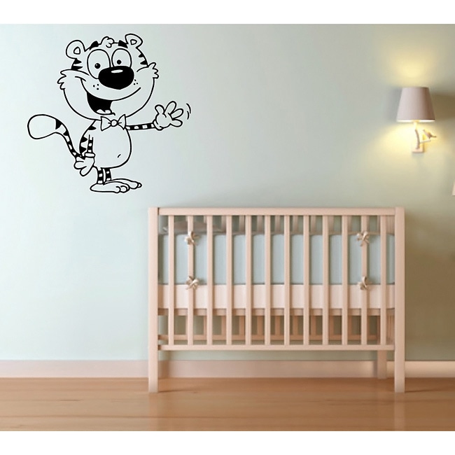 Cartoon Tiger Vinyl Wall Decal (Glossy blackEasy to applyDimensions 25 inches wide x 35 inches long )