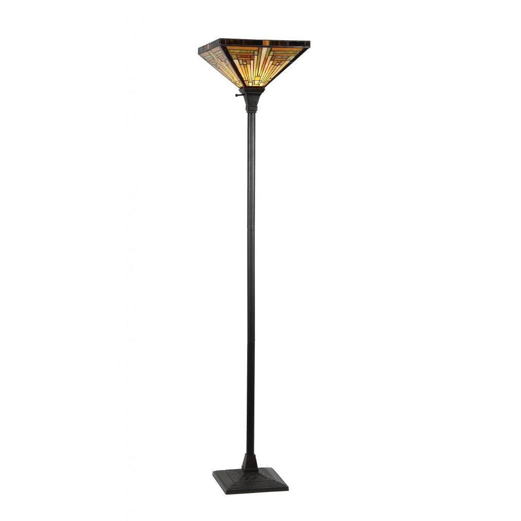 Tiffany Style Mission Design 1-light Dark Antique Bronze Torchiere - Dark Antique Bronze/Multi-Color