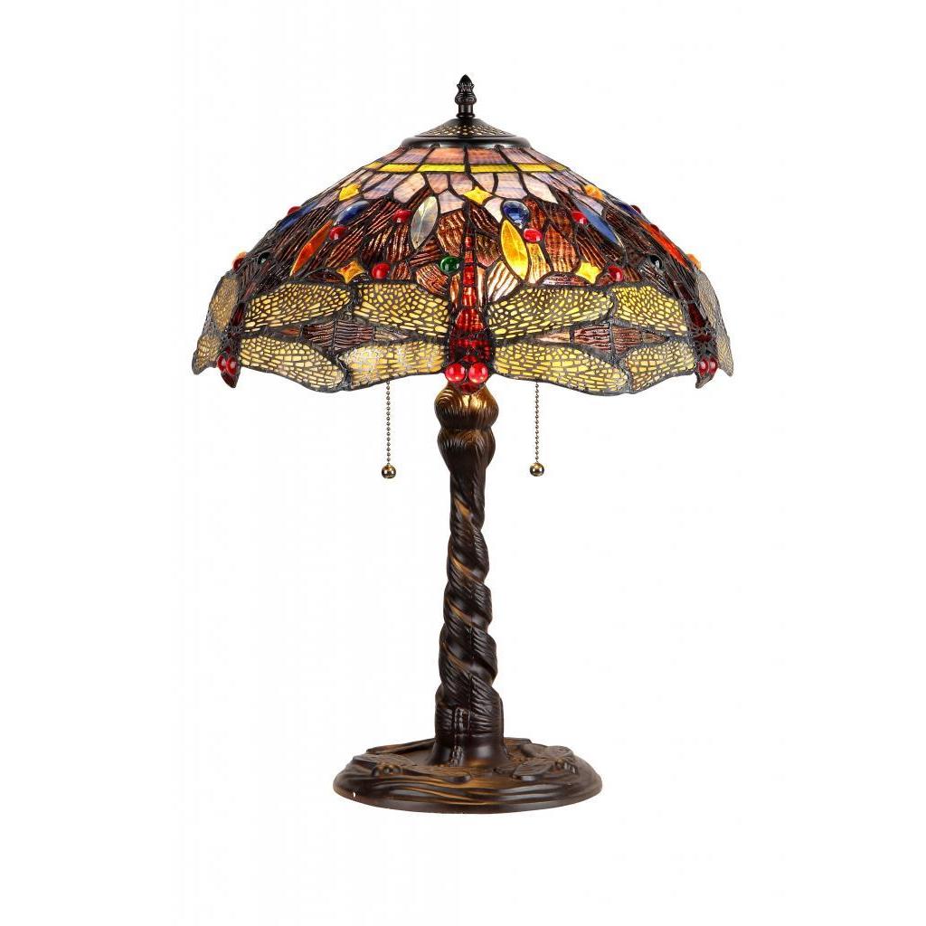 Tiffany Style Dragonfly Design 2 light Dark Antique Bronze Table Lamp