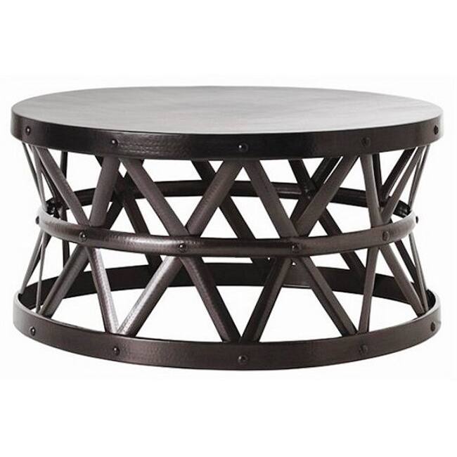 Hammered Drum Cross Dark Bronze Coffee Table