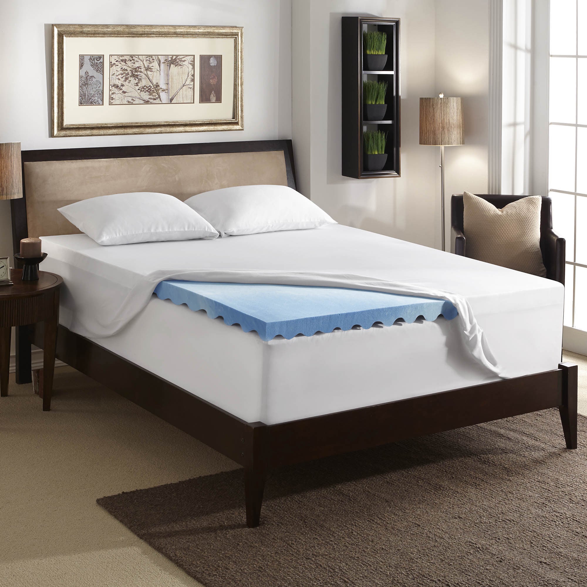 Bodipedic 3 inch Gel Memory Foam Wave Mattress Topper With Cover