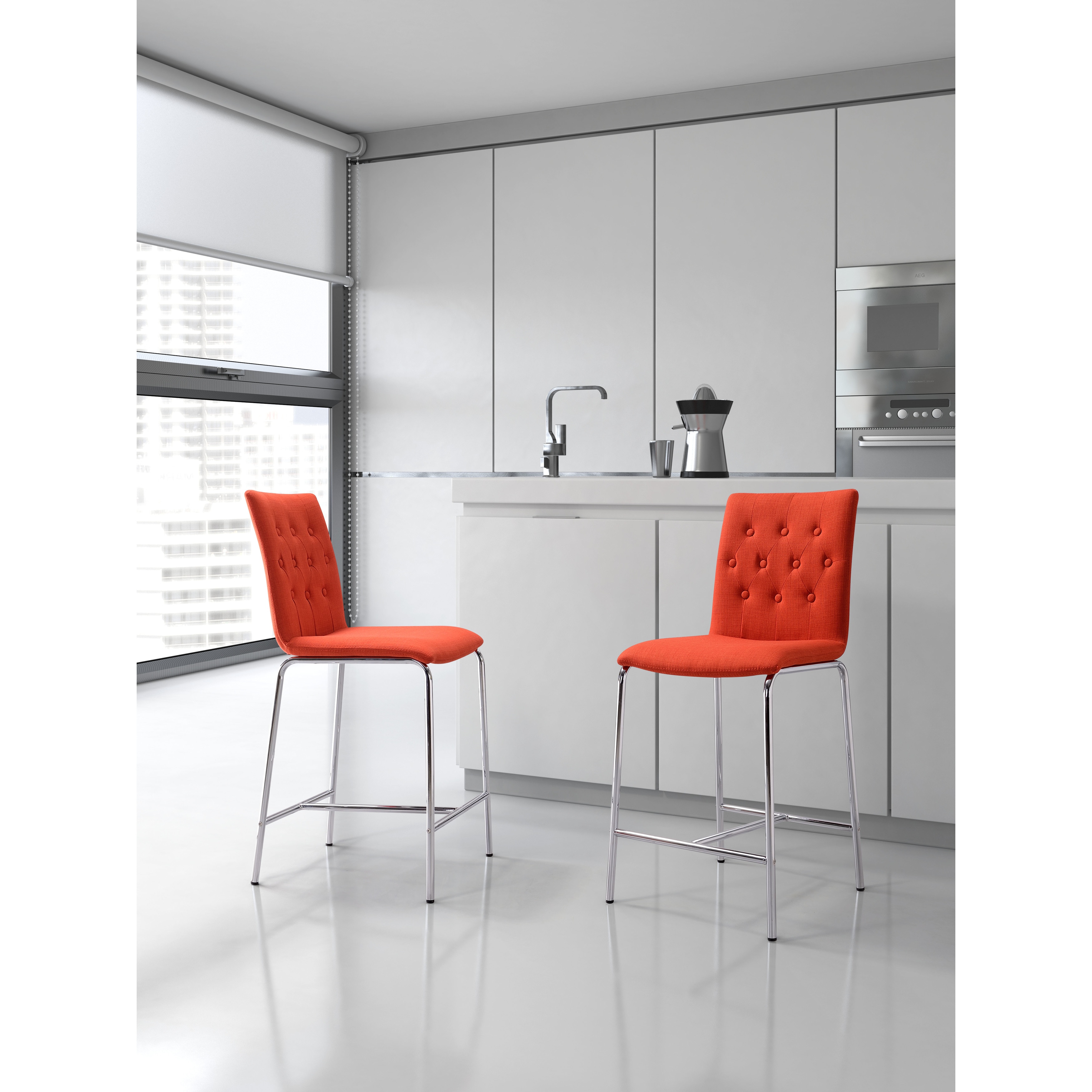 Uppsala Tangerine Fabric Counter Chairs (set Of 2)