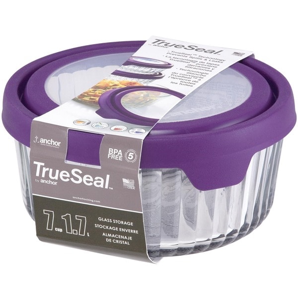 Anchor Hocking TrueSeal Embossed Glass 7Cup Capacity Tupperware
