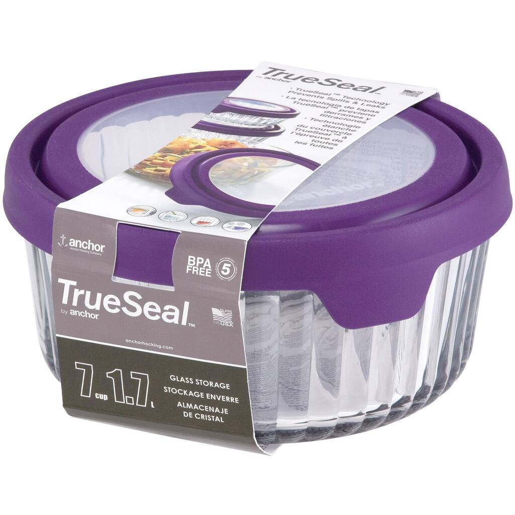 Anchor Hocking TrueSeal Embossed Glass 7-Cup Capacity Tupperware Container (Set of 2)