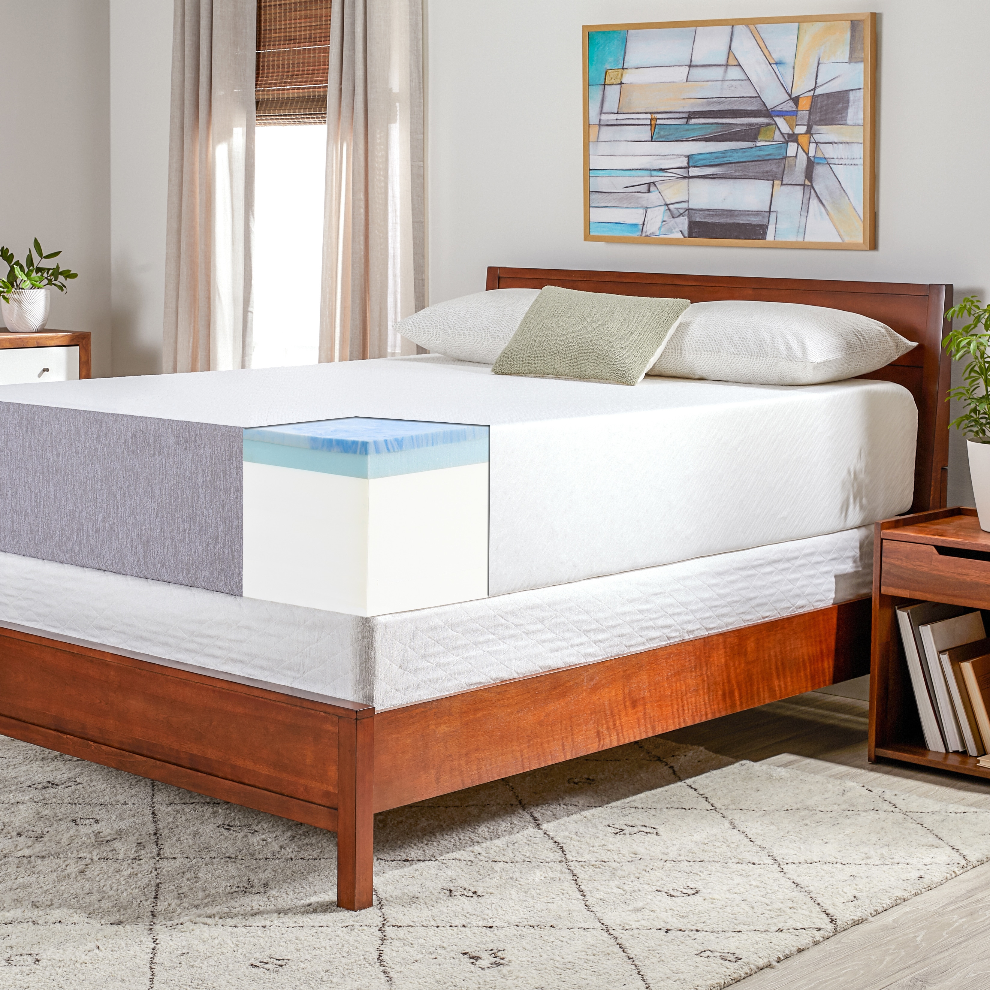 OSleep 14 inch Medium Firm Gel Memory Foam Mattress and Foundation 