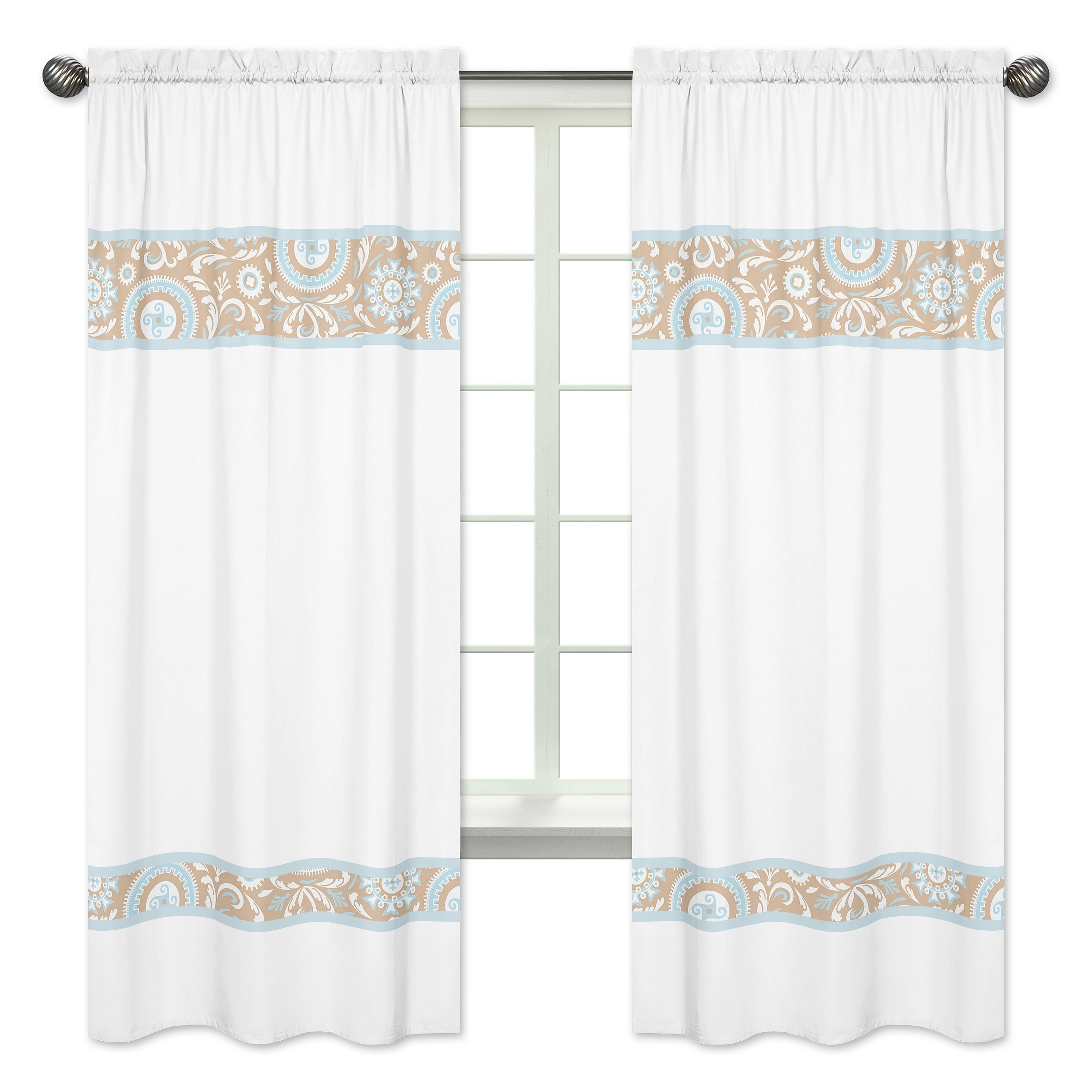 Blue/taupe Hayden 84 Inch Curtain Panels (set Of 2)