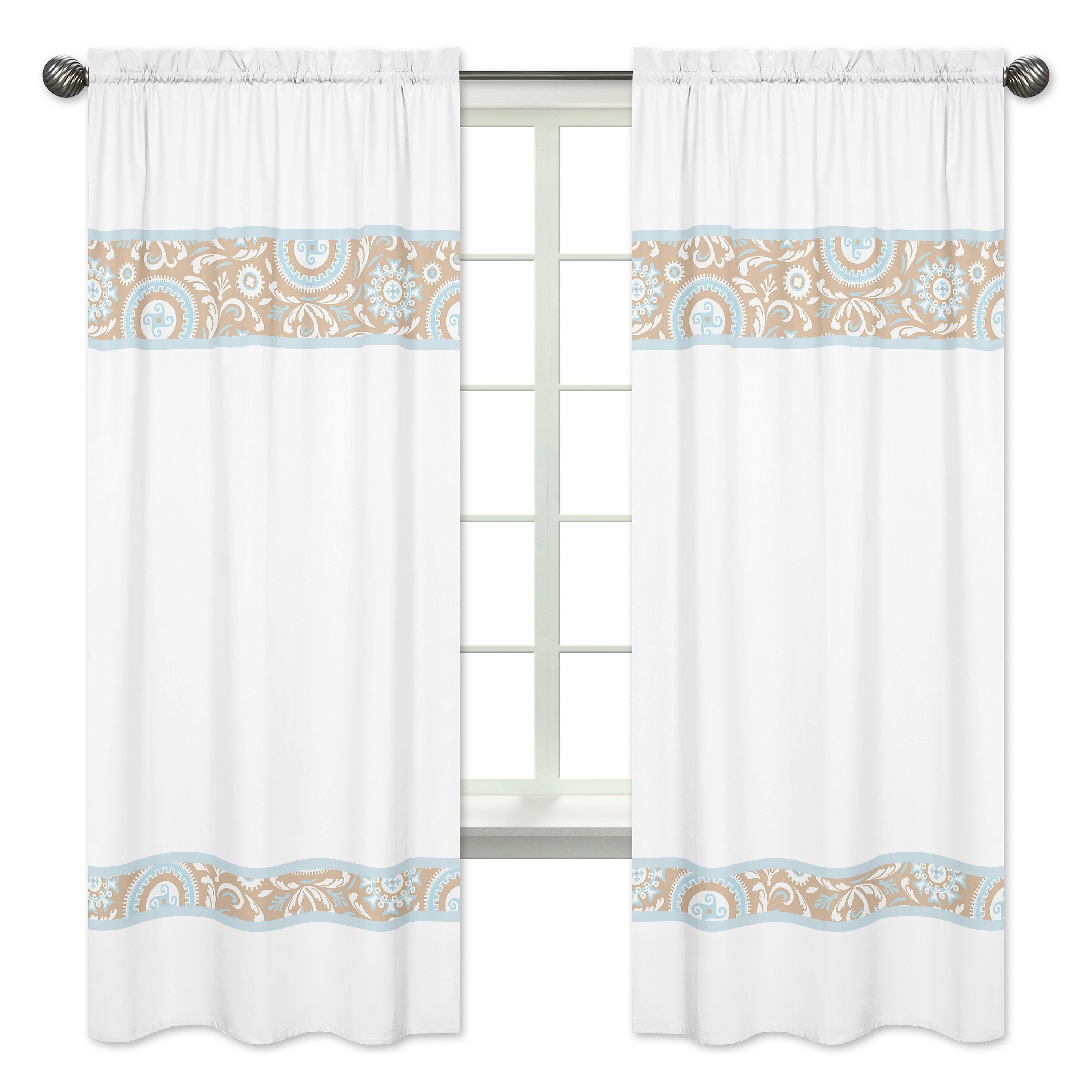 Shop Sweet Jojo Designs Spa Blue Taupe And White 84 Inch Window