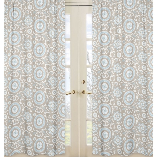 Blue/Taupe Hayden 84 inch CurtainPanels (Set of 2)