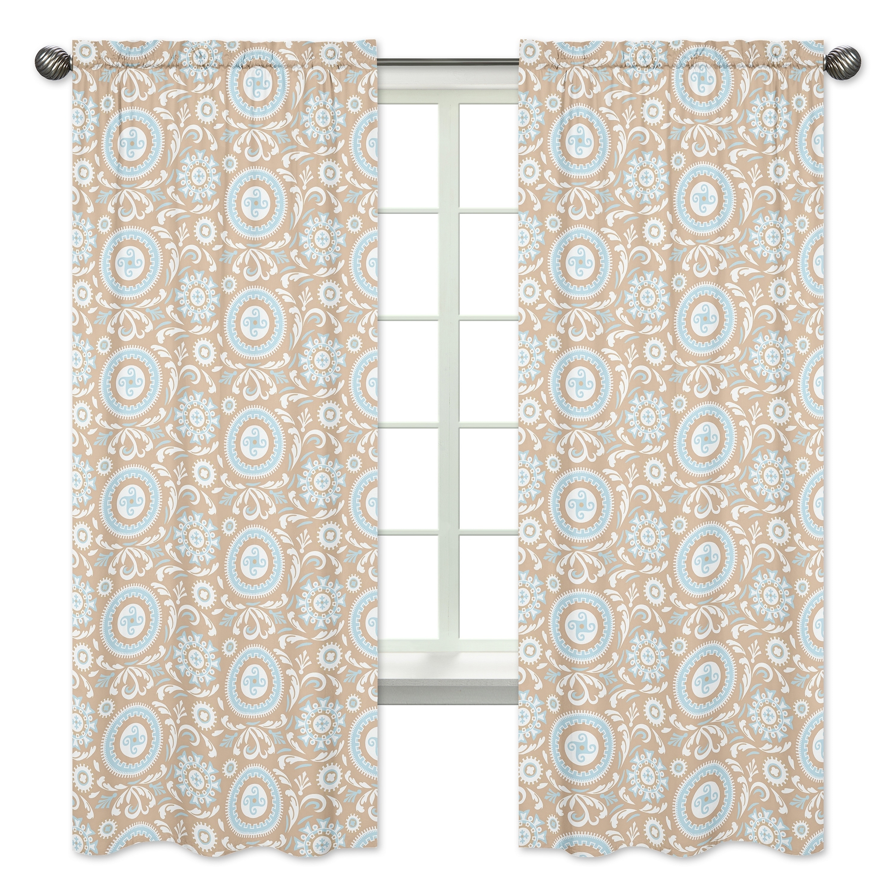 Blue/taupe Hayden 84 Inch Curtainpanels (set Of 2)