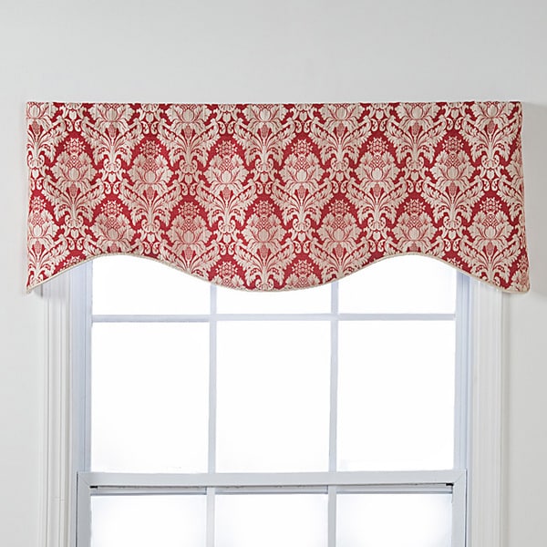 Shop Burbury Shaped Red, White Damask Window Valance - On Sale - Free ...