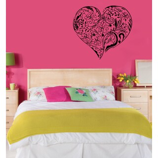 Heart with Flowers Vinyl Wall Decal - Bed Bath & Beyond - 8548489