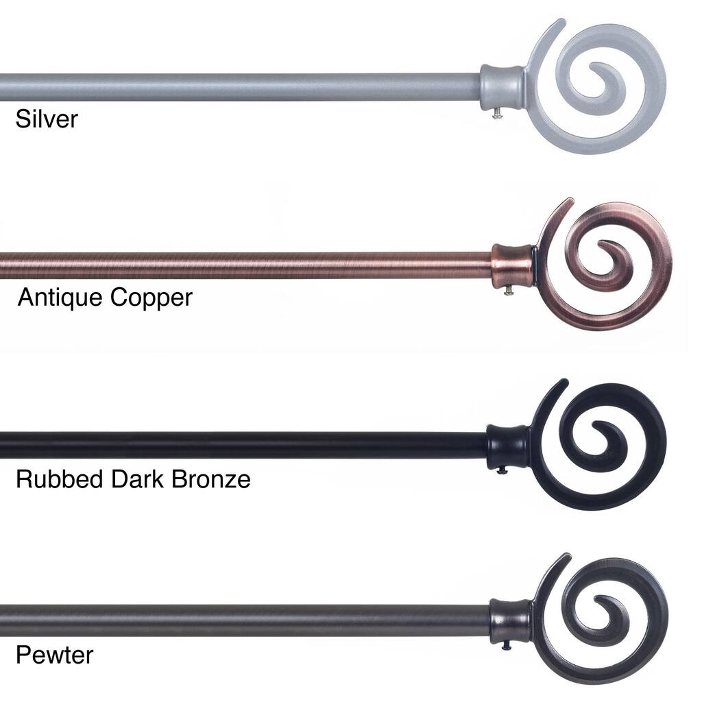 Windsor Home Spiral Finial Modern Curtain Rod Set