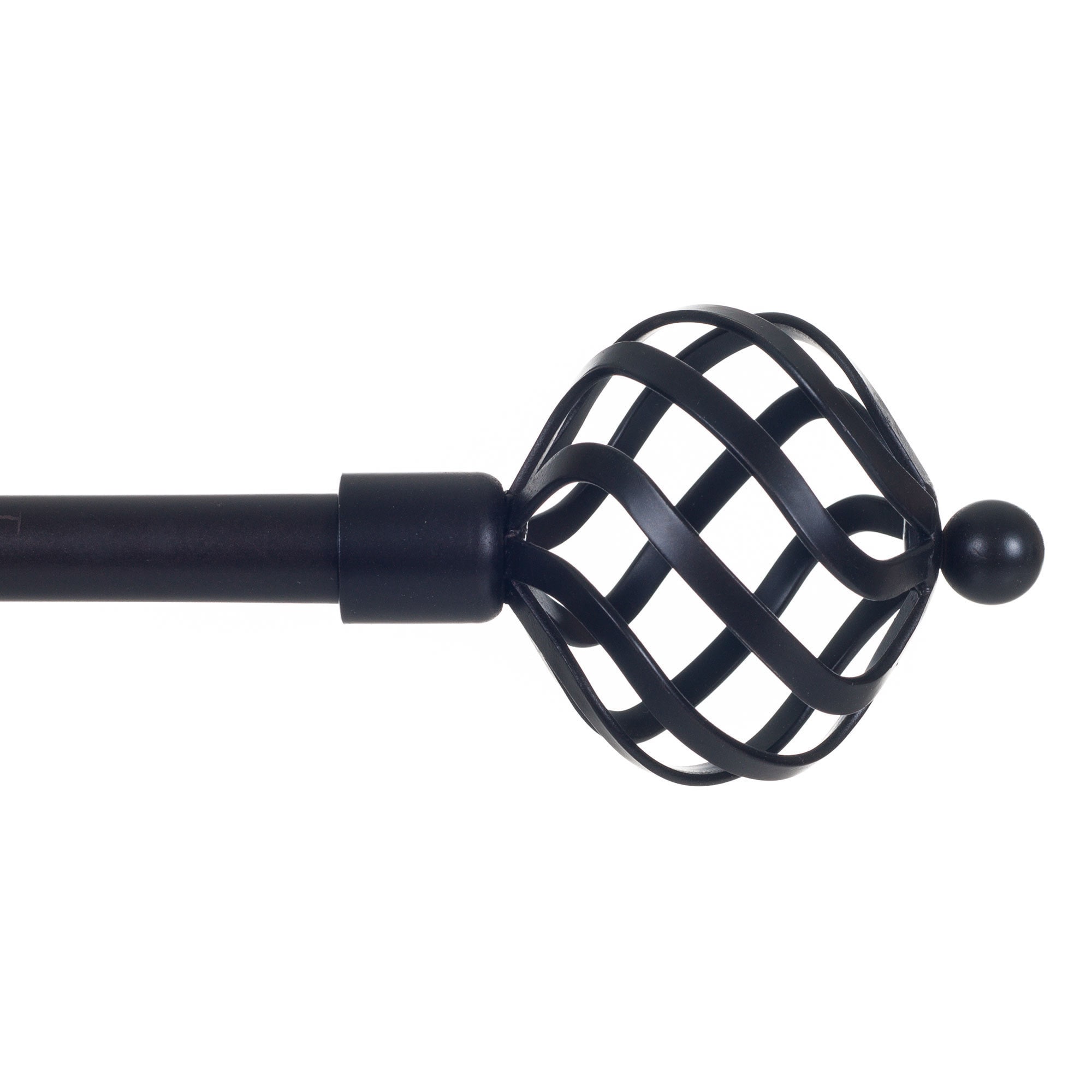 Lavish Home Twisted Sphere Finial Adjustable Modern Curtain Rod Set