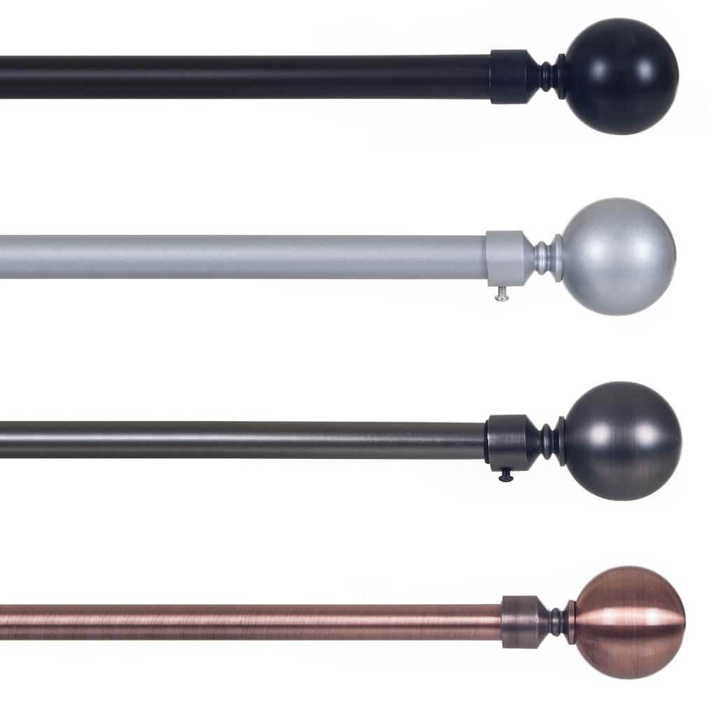 Windsor Home Sphere Finial Adjustable Curtain Rod Set