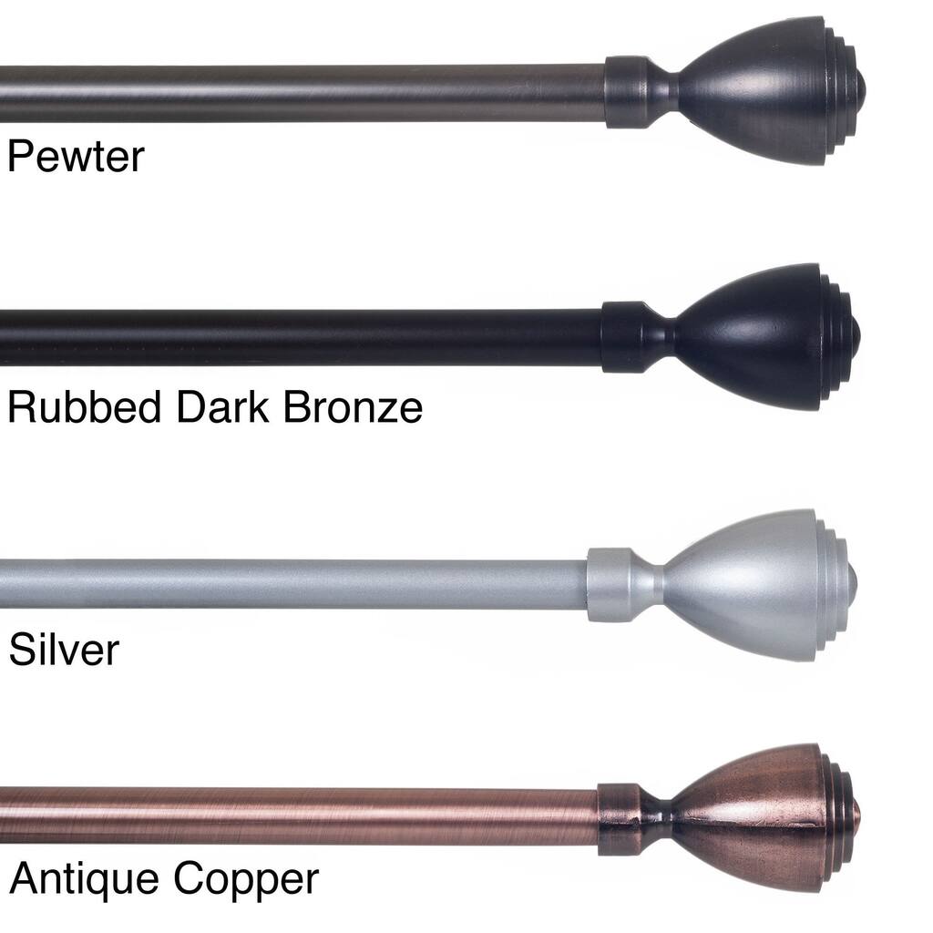 Windsor Home Urn Finial Modern Adjustable Curtain Rod Set