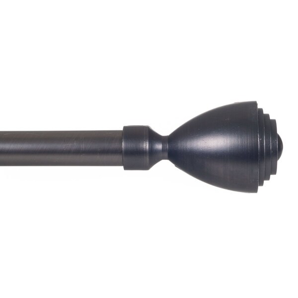 Windsor Home Urn Finial Brown/Grey/Silver Metal Modern Adjustable Curtain Rod Set