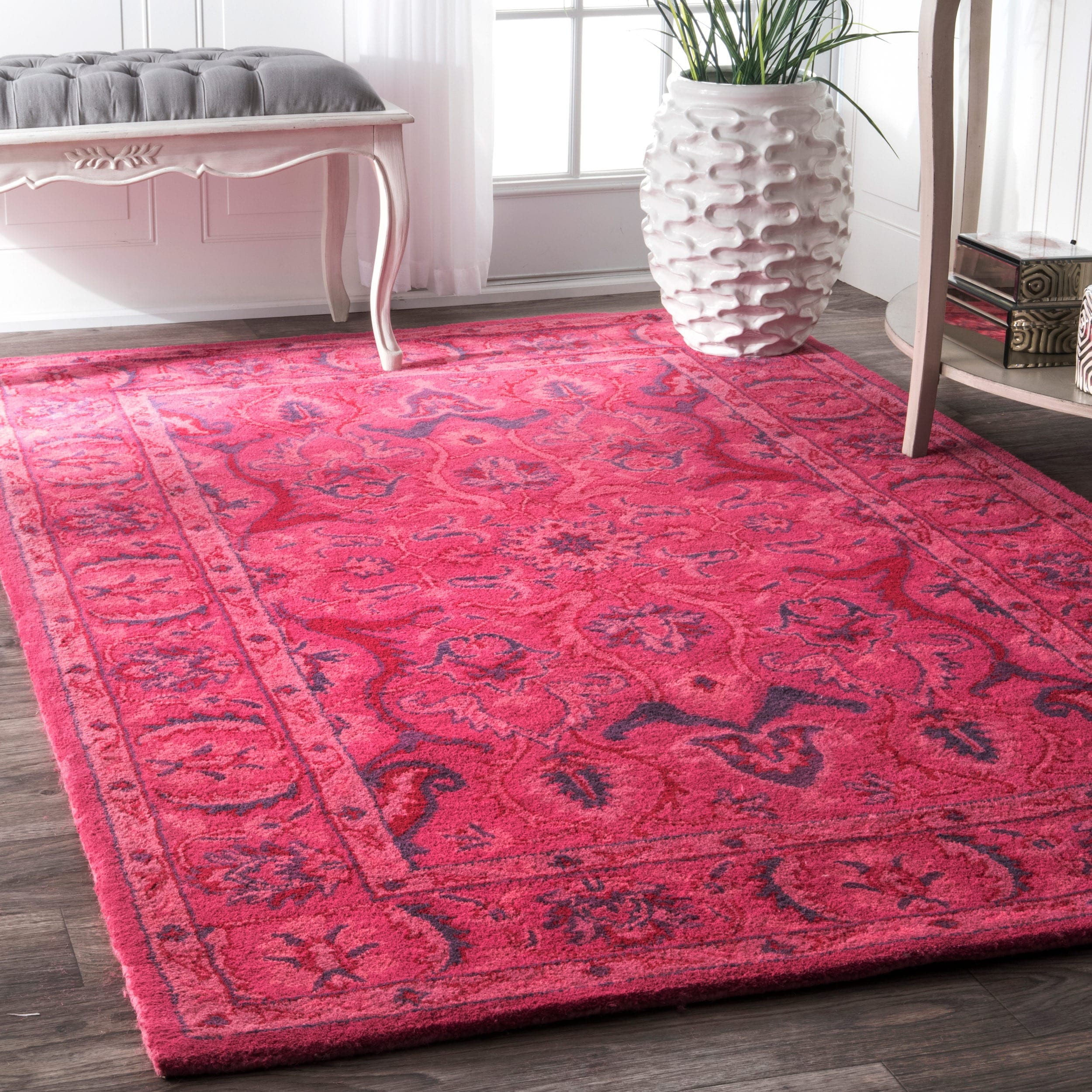 Nuloom Handmade Persian Overdyed Pink Wool Rug (76 X 96)