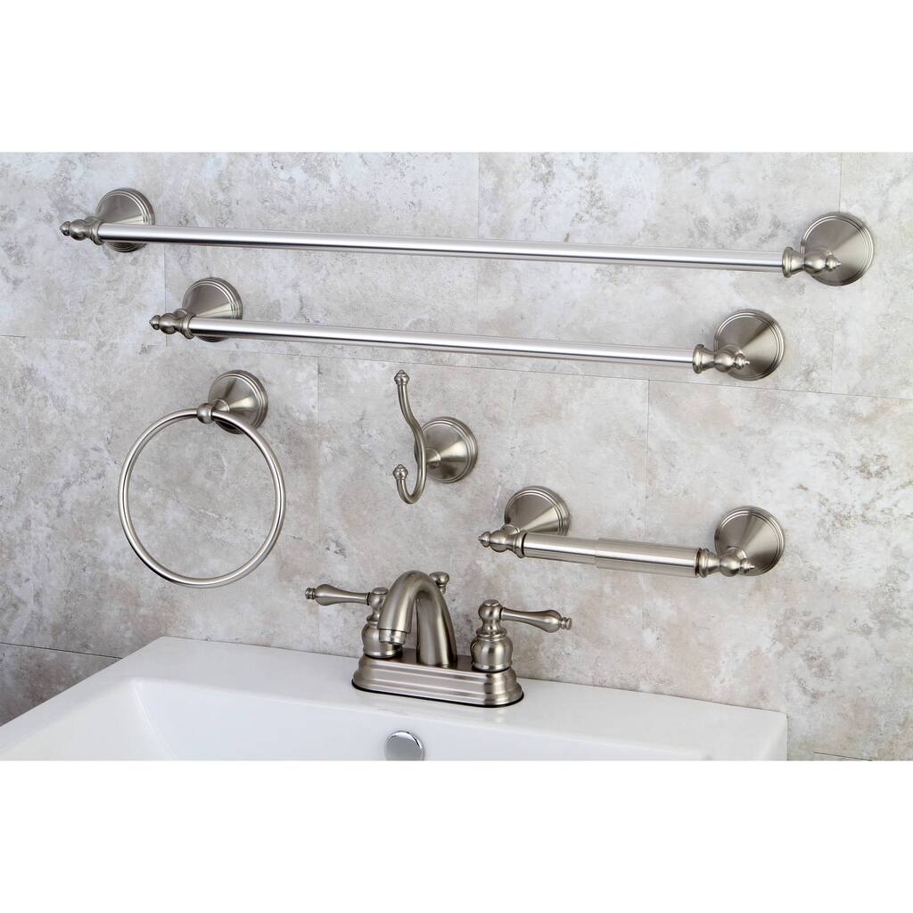 Kingston Brass Modern Brushed Nickel Metal Faucet Towel Rack Bathroom Faucet & Bathroom Accessory Set