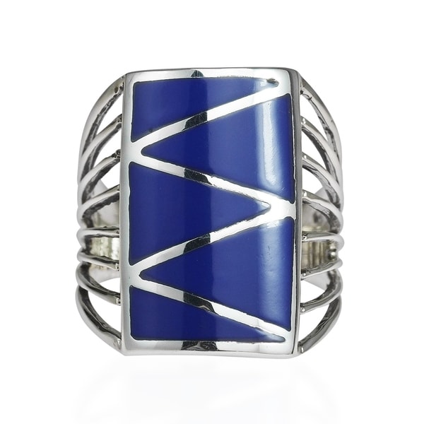 Handmade Stripe Line Zigzag Stone .925 Sterling Silver Ring (Thailand)