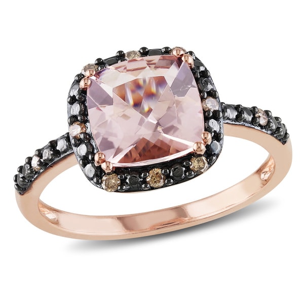 Miadora 10k Rose Gold Morganite and 1/10ct TDW Brown Diamond Ring (I2