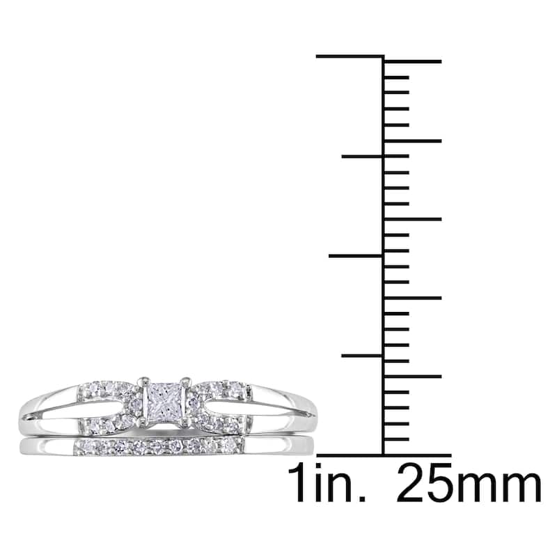 Miadora Sterling Silver 1/5ct TDW Diamond Split Shank Bridal Ring Set