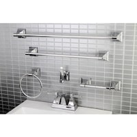 High Arc Chrome Bathroom Faucet Accessory Set Free Modern Square Chrome Metal Faucet Towel Rack Bathroom Accessory Set