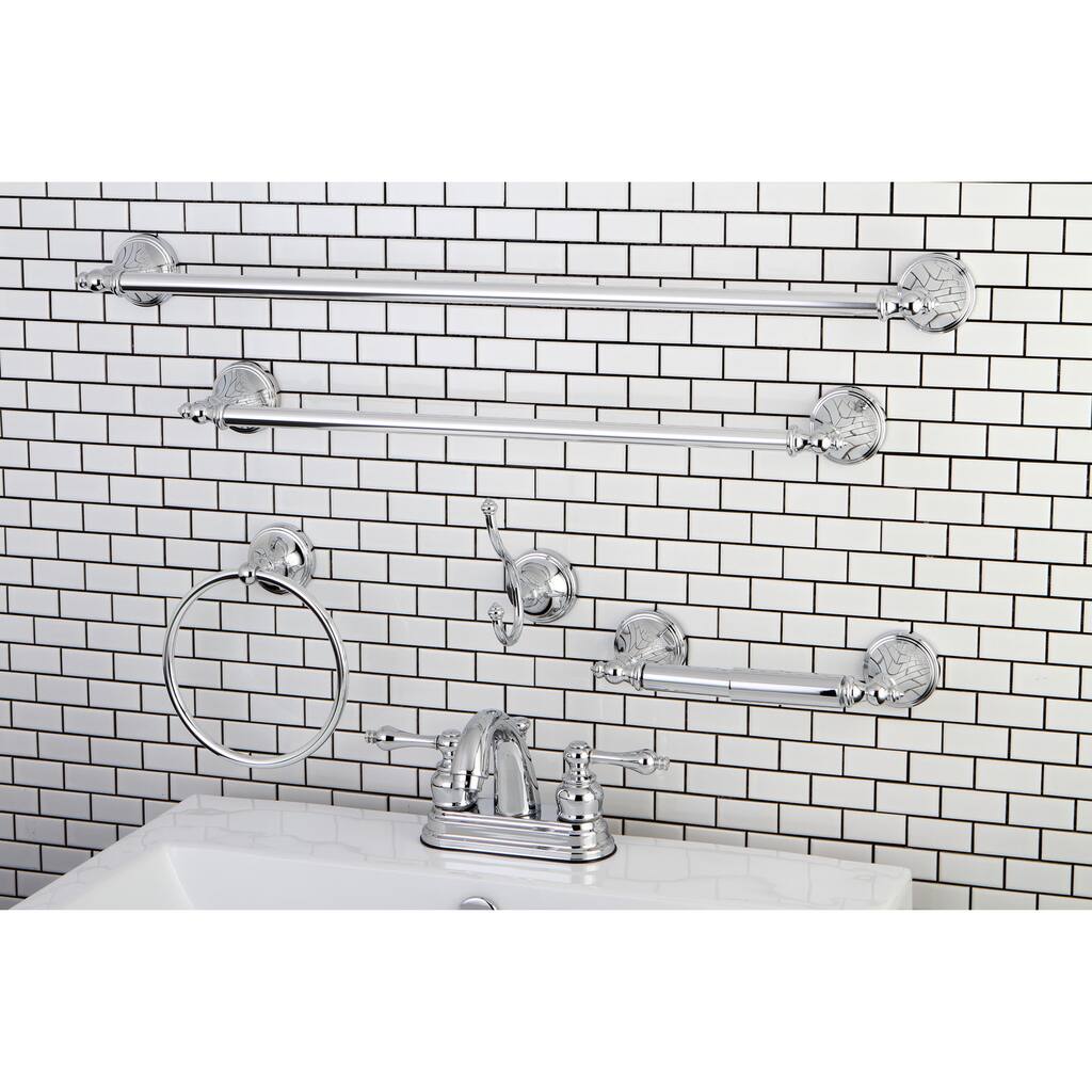 Kingston Brass Modern Round Chrome Metal Faucet Towel Rack Bathroom Faucet & Bathroom Accessory Set