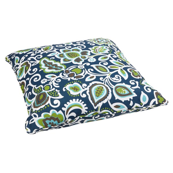 Shop Floral Navy Corded Outdoor/ Indoor Large 26-inch Floor Pillow ...