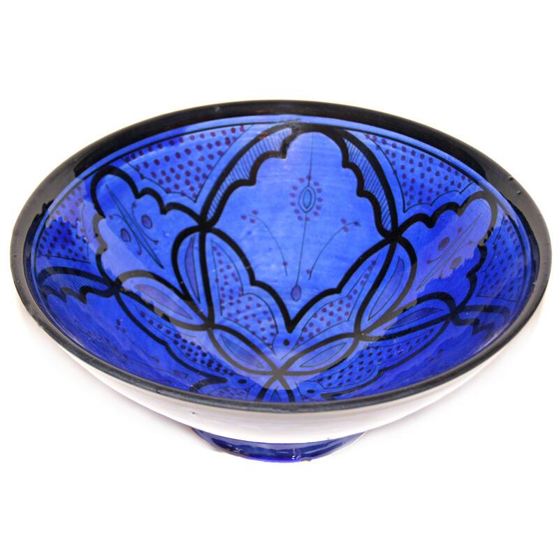 Handmade Moroccan Turquoise Ceramic Serving Bowl (Morocco)