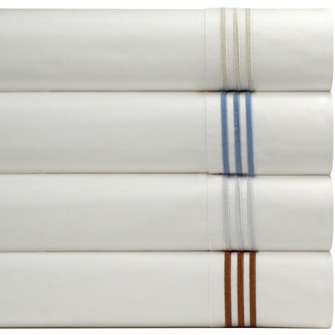 Pointehaven Egyptian Cotton Embroidered Percale Bed Sheet Set