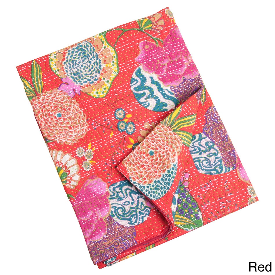 Printed Kantha Stitched Throw