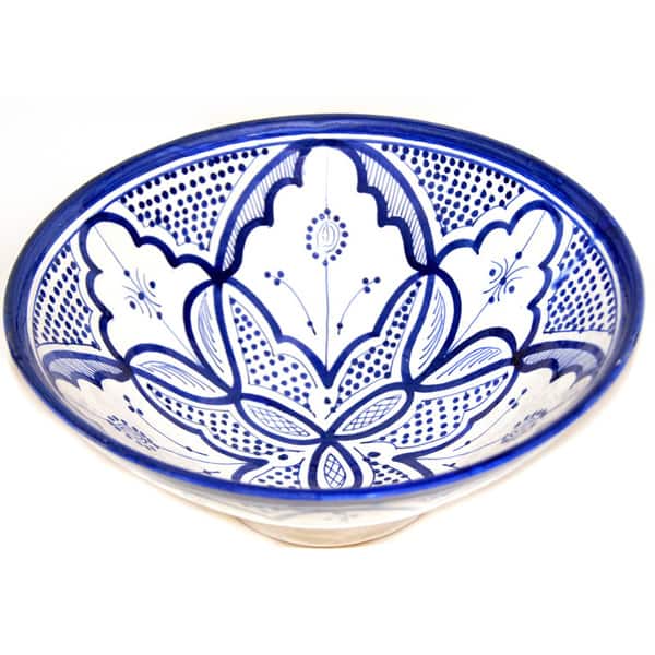Shop Handmade Moroccan Vivid Fez Blue Ceramic Serving Bowl (Morocco