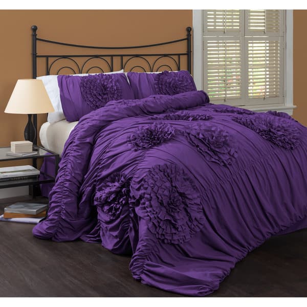 Shop Lush Decor Serena Floral 3 Piece Comforter Set Overstock