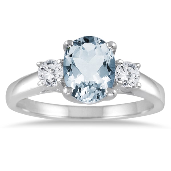 Shop Marquee Jewels 14k White Gold .25ct TDW Oval Aquamarine and ...