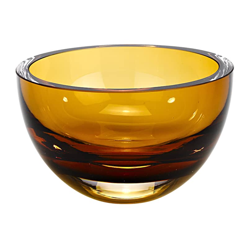 Penelope European Mouth Blown 6-inch Amber Candy Bowl
