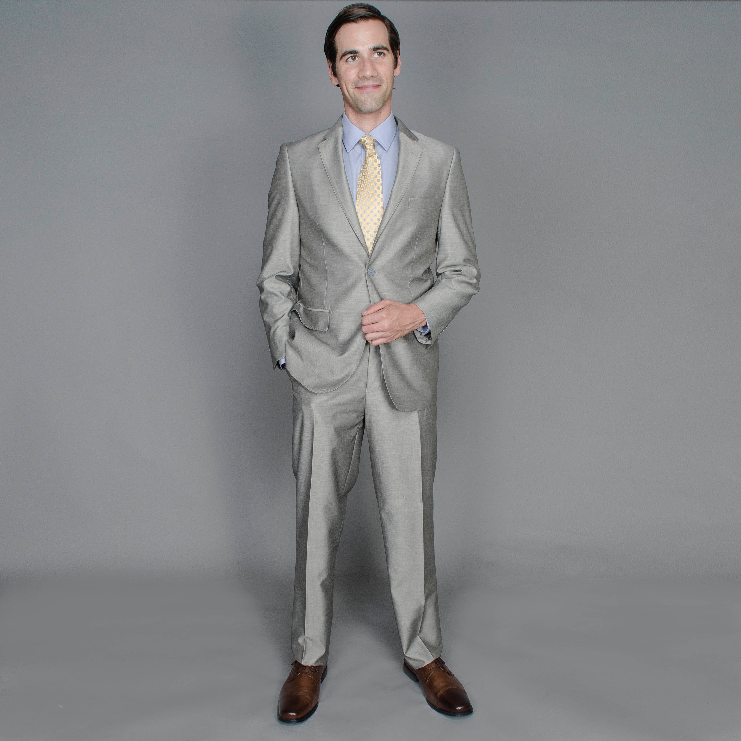 Mens Grey Sharkskin 2 button Suit