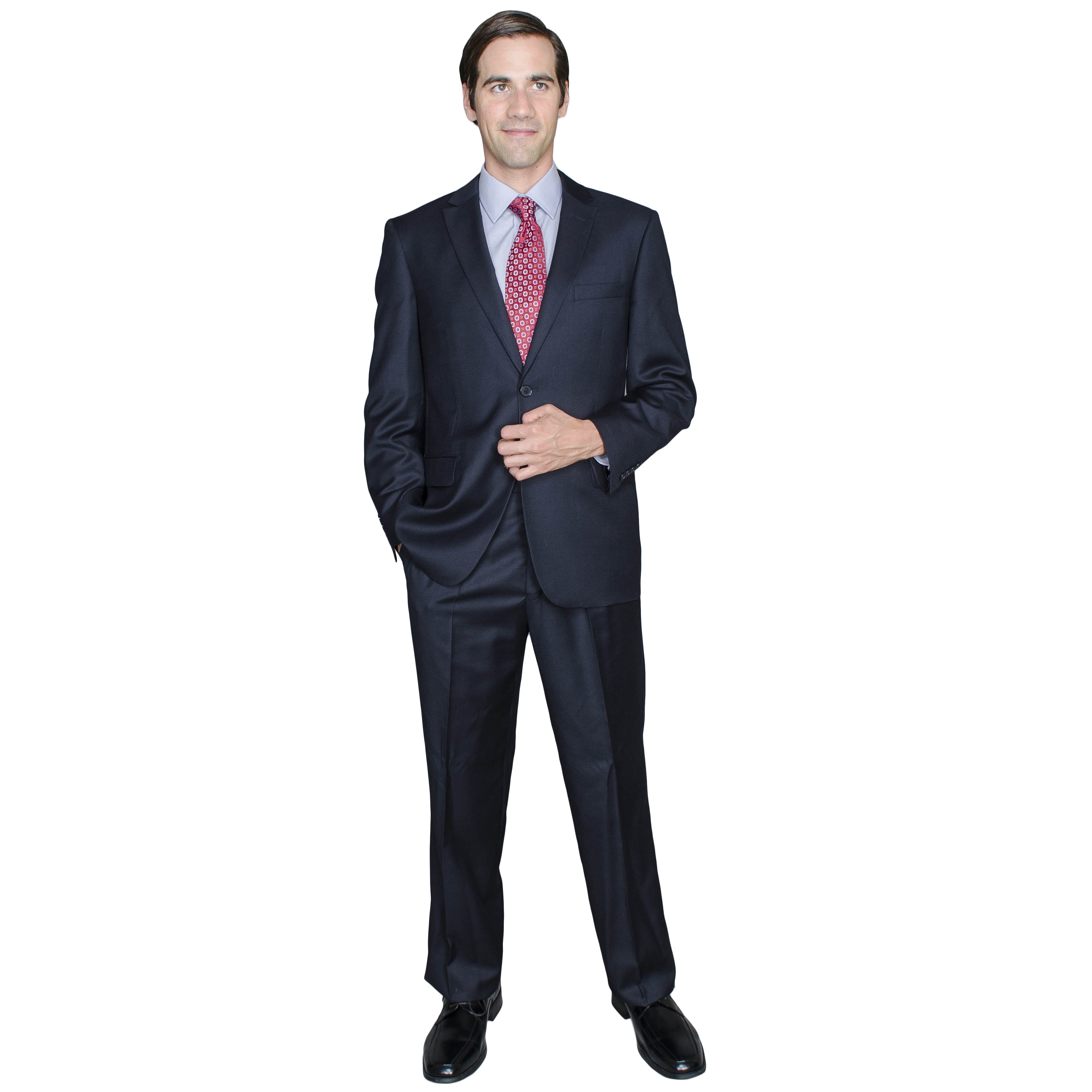 Solid Navy 2 button Wool And Silk Blend Suit