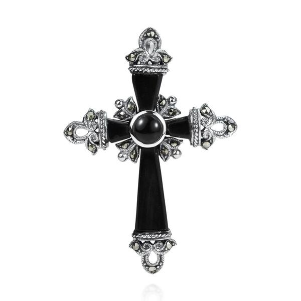 Vintage Marcasite Cross Pendant 925 Sterling PD 406