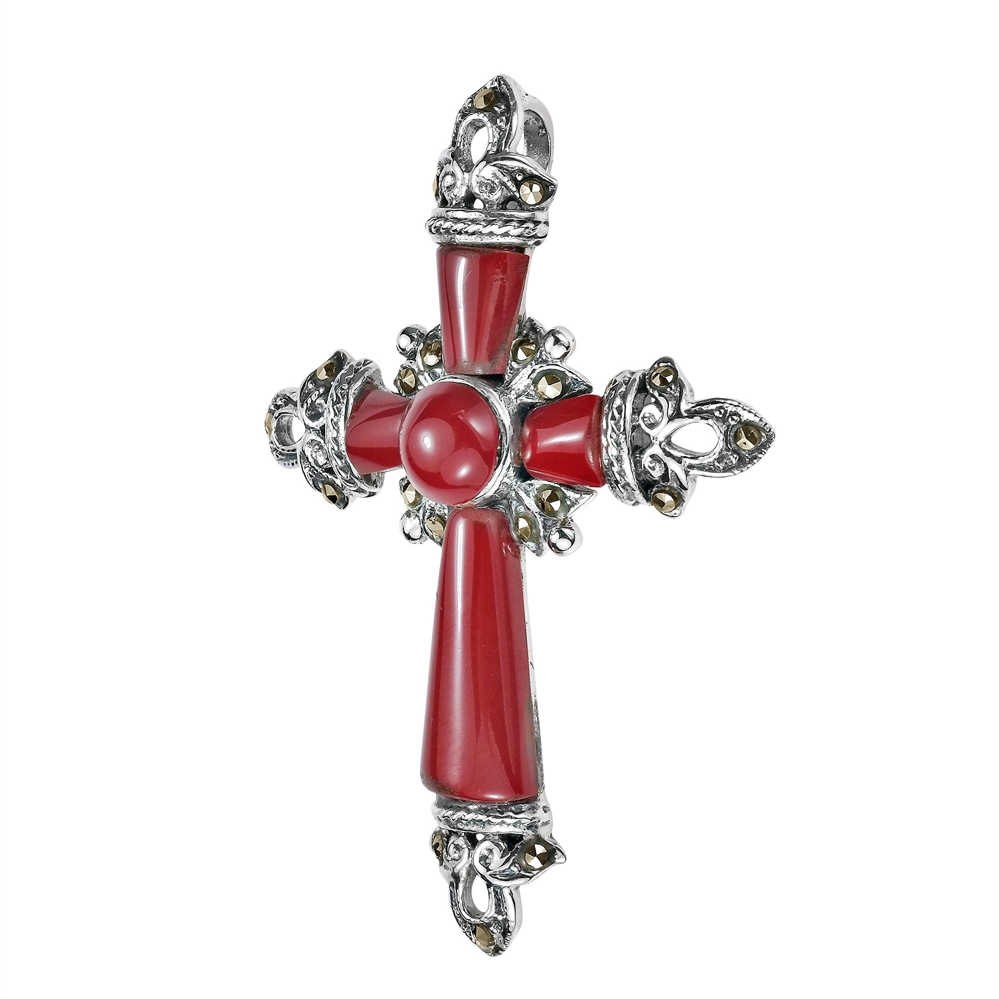 Vintage Marcasite Cross Pendant 925 Sterling PD 406