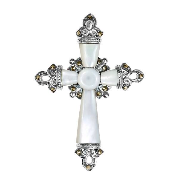 Vintage Marcasite Cross Pendant 925 Sterling PD 406
