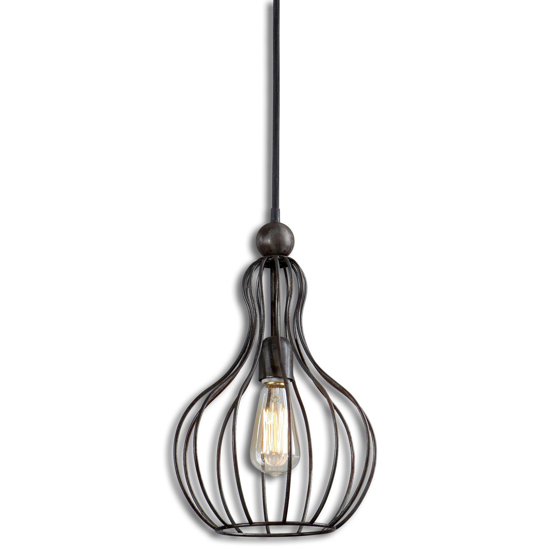 Bourret 1 light Rust Black Pendant