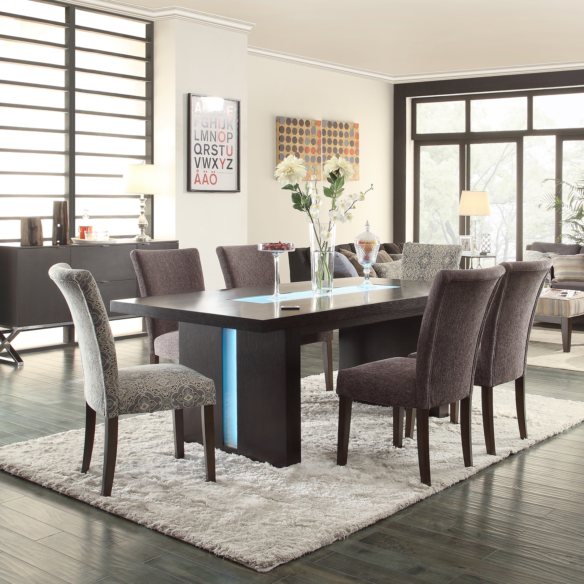 INSPIRE Q Catherine Blue Damask Parsons Dining Chair (Set of