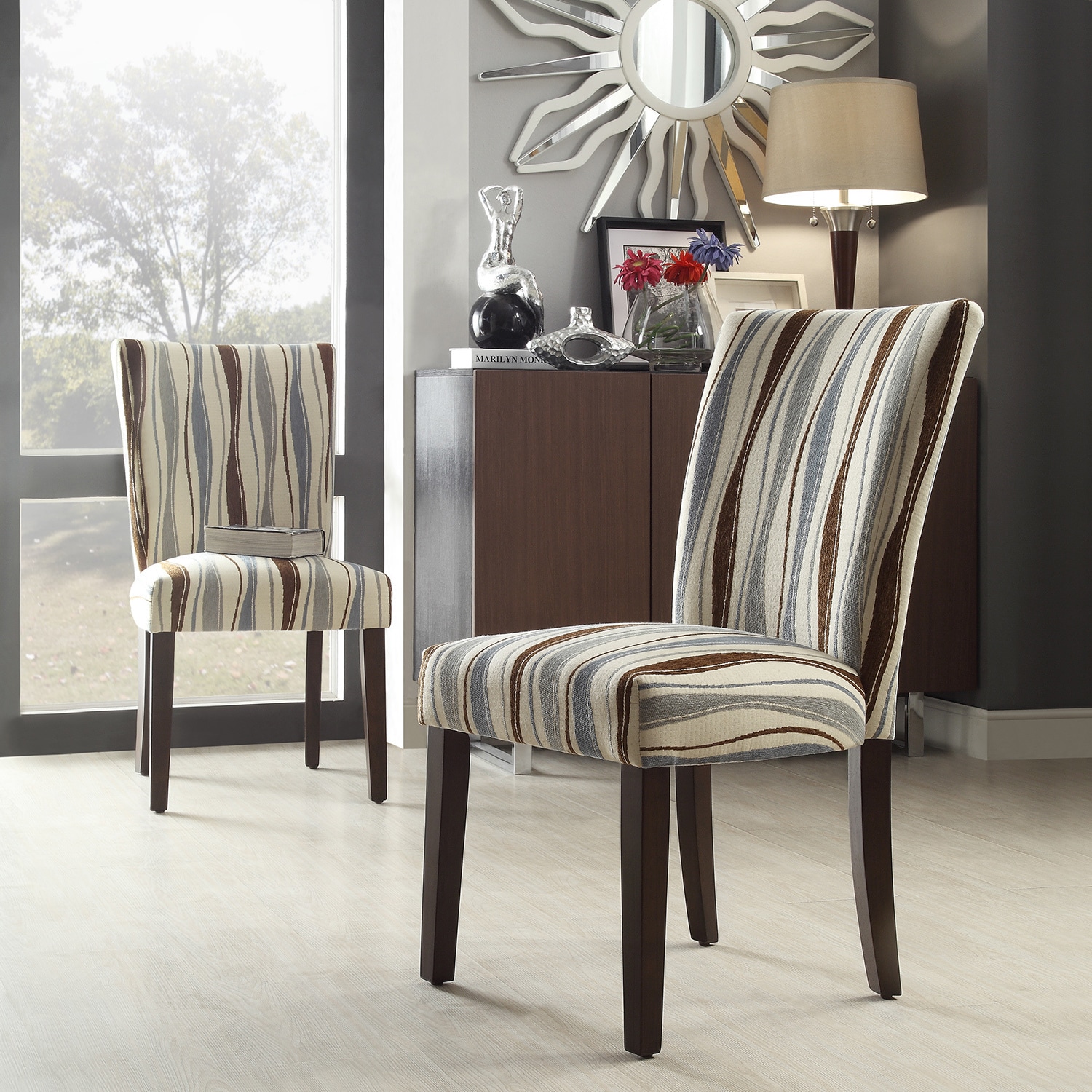 Inspire Q Catherine Vertical Wavy Stripe Parsons Dining Chair (set Of 2)