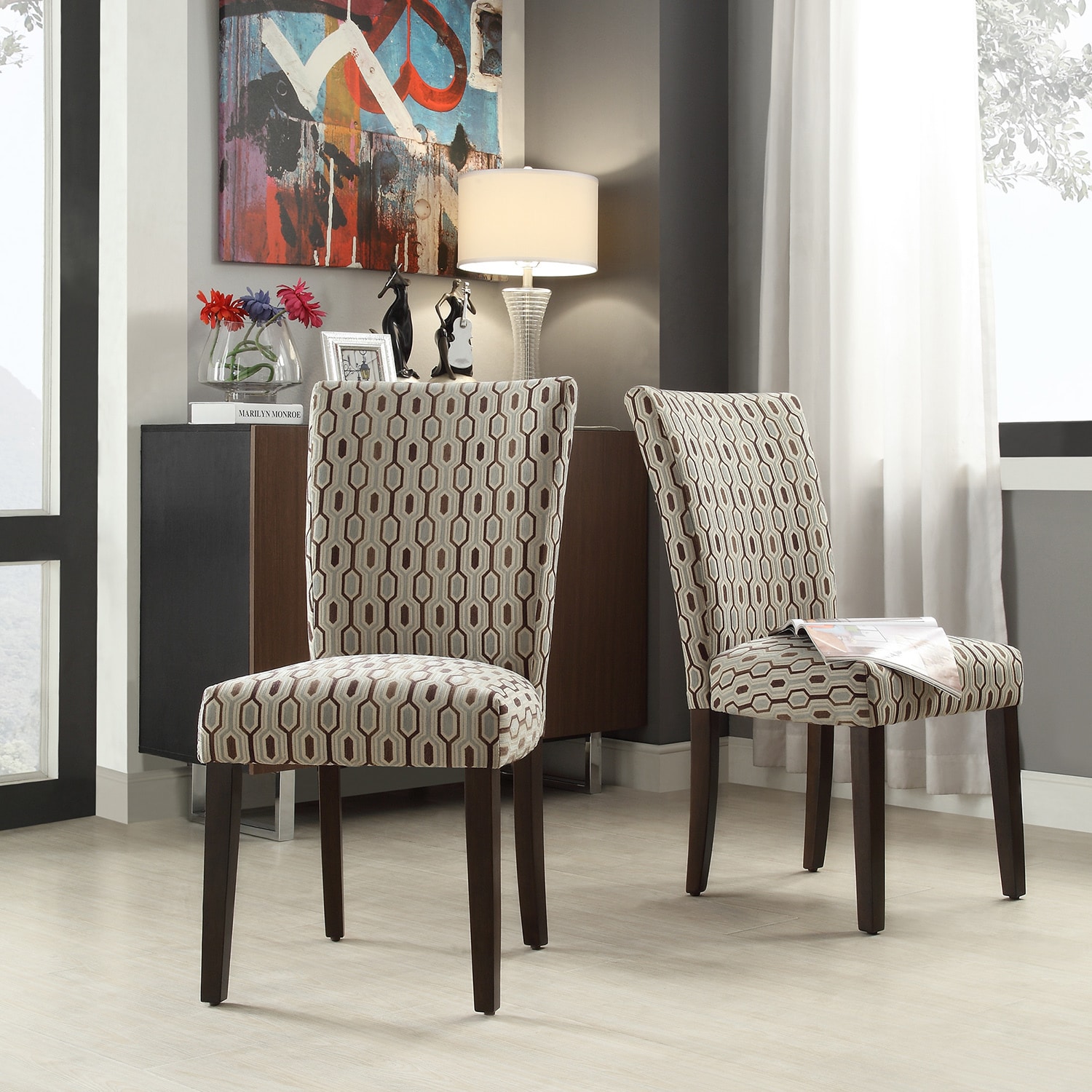 Inspire Q Catherine Mocha Honeycomb Parsons Dining Chair (set Of 2)