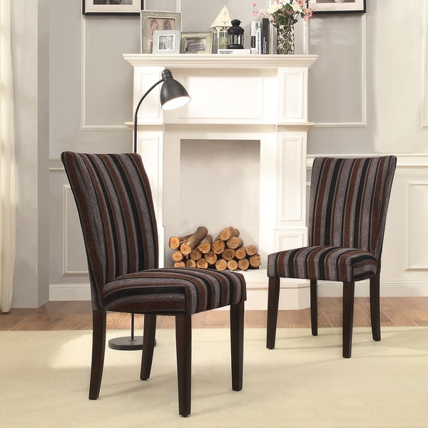 INSPIRE Q Catherine Dark Tonal Stripe Parsons Dining Chair (Set of 2